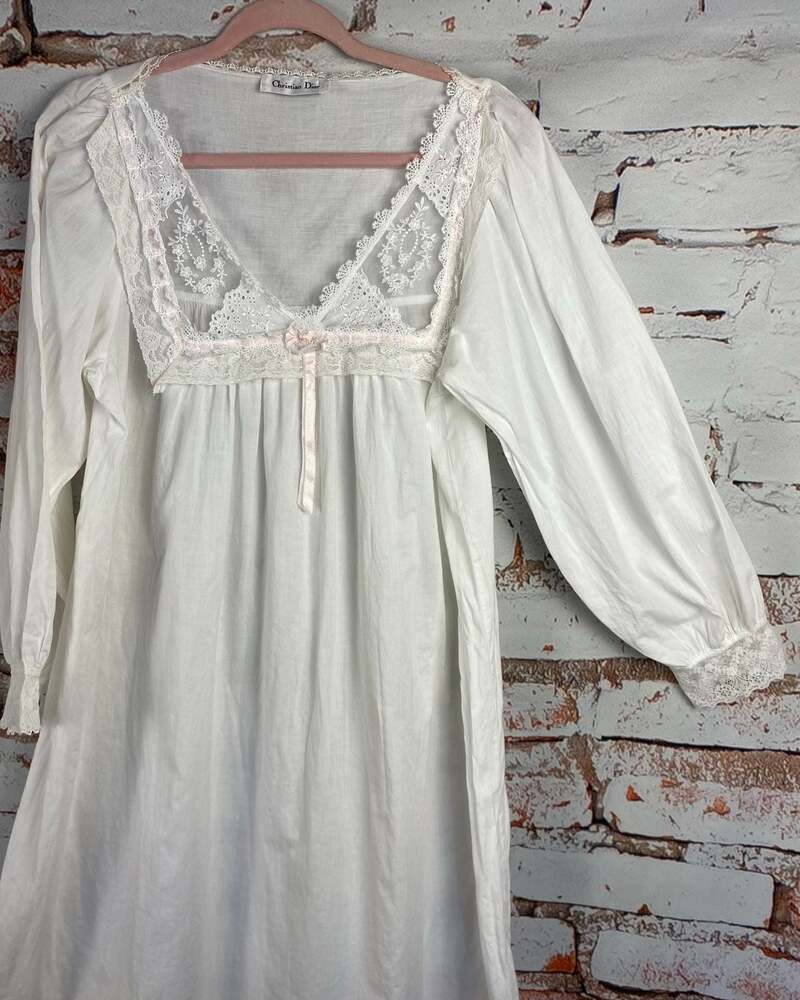 Christian Dior Cotton and Lace Edwardian Dream Gown (L/XL)